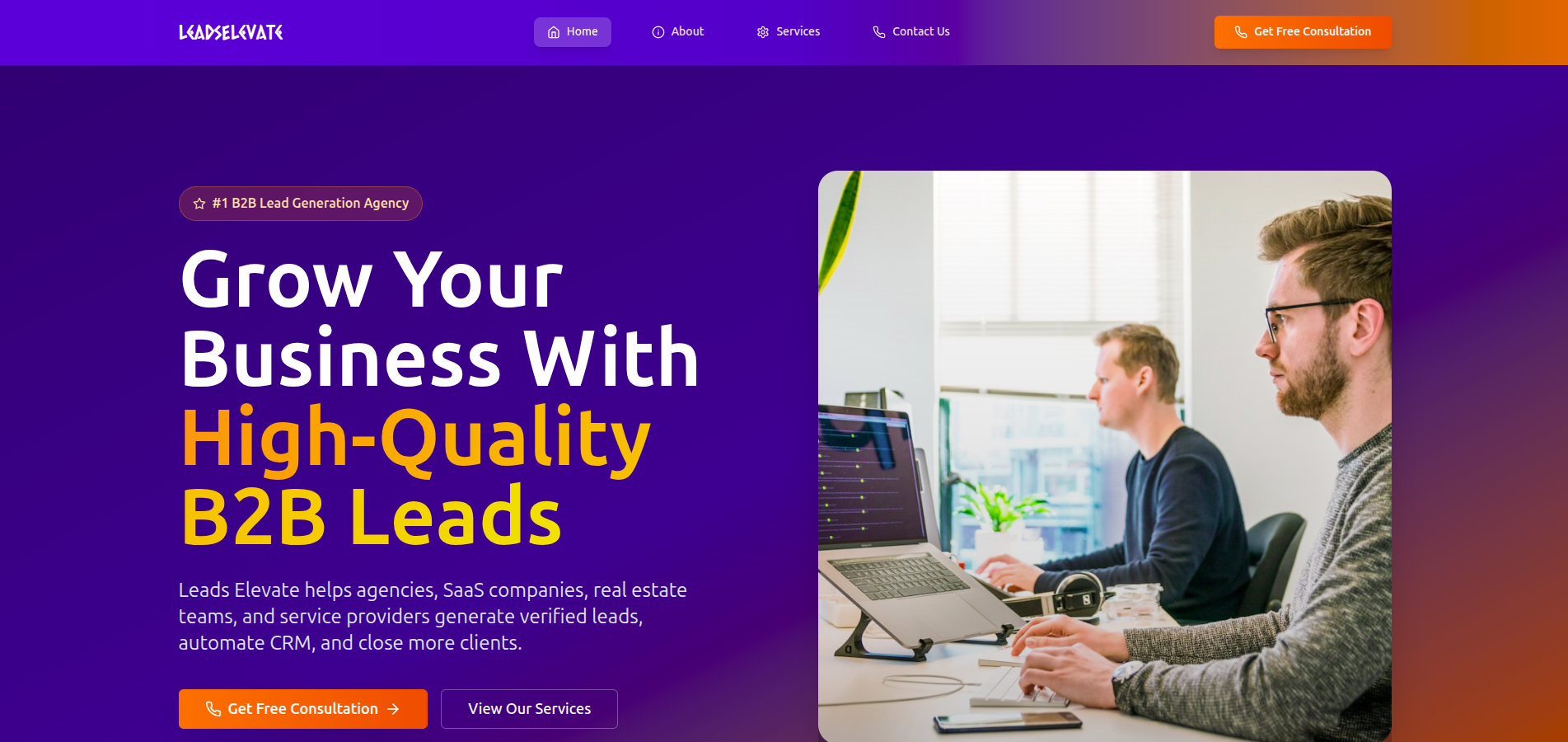 Leads Elevate Landing Page